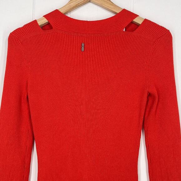 Boss by Hugo Boss Famelina Ribbed Cutout Bodycon Dress Thick Knit Size XS Orange - Picture 9 of 15